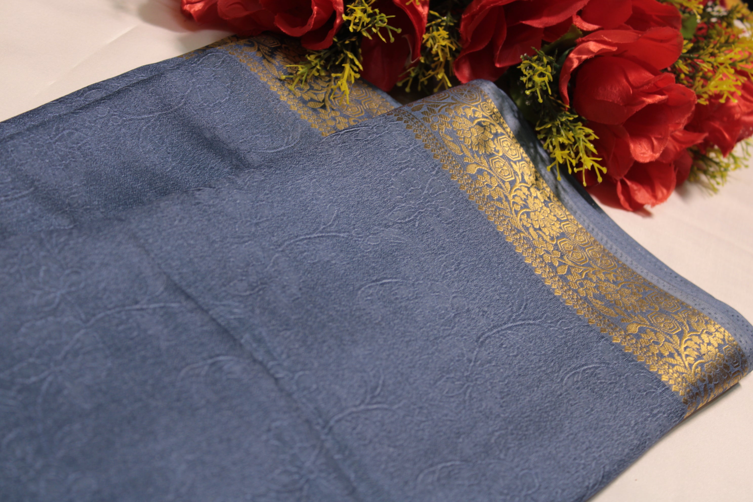 Silk saree with gold border
