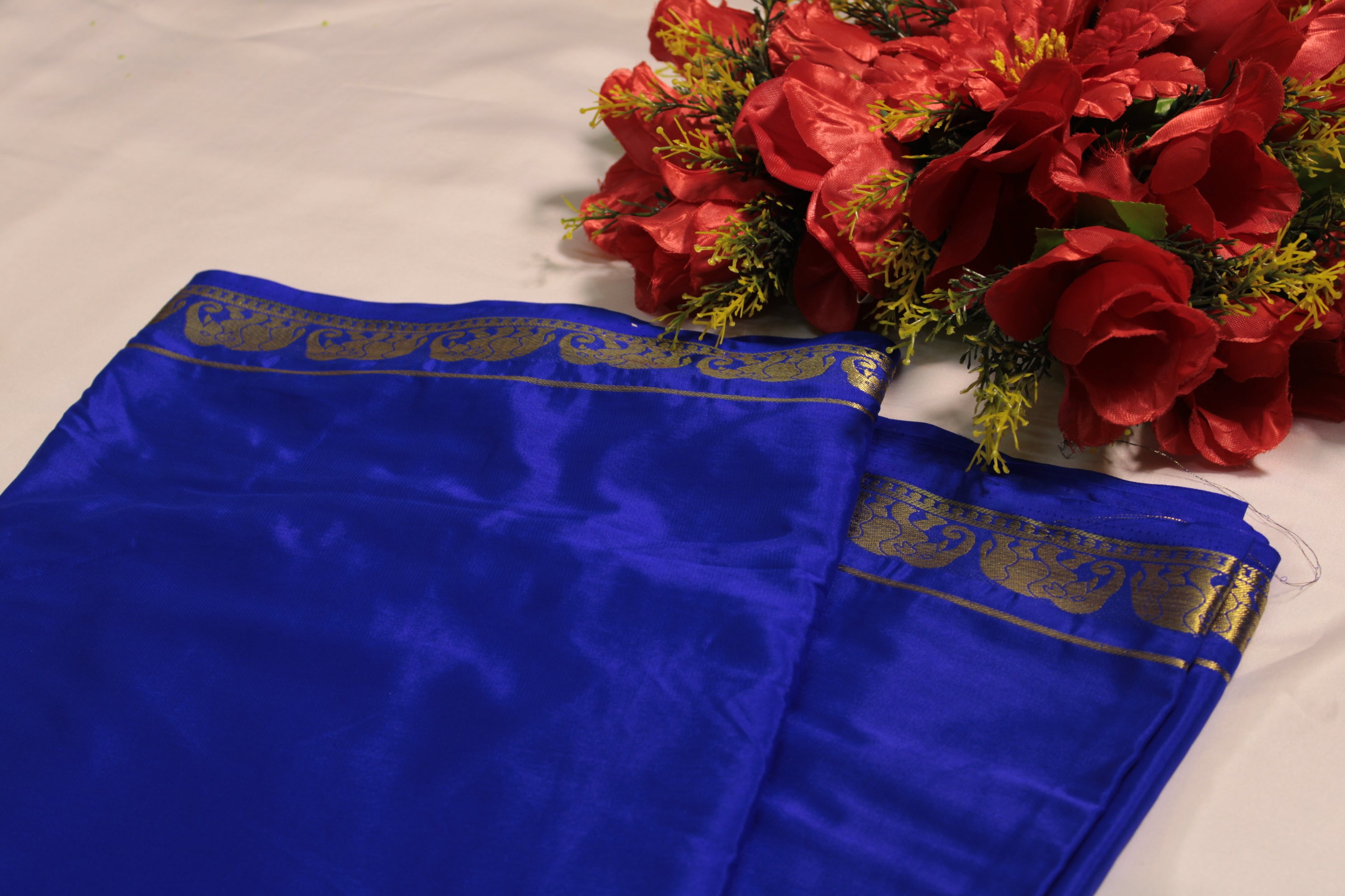 Mysore crape silk saree (Blue)