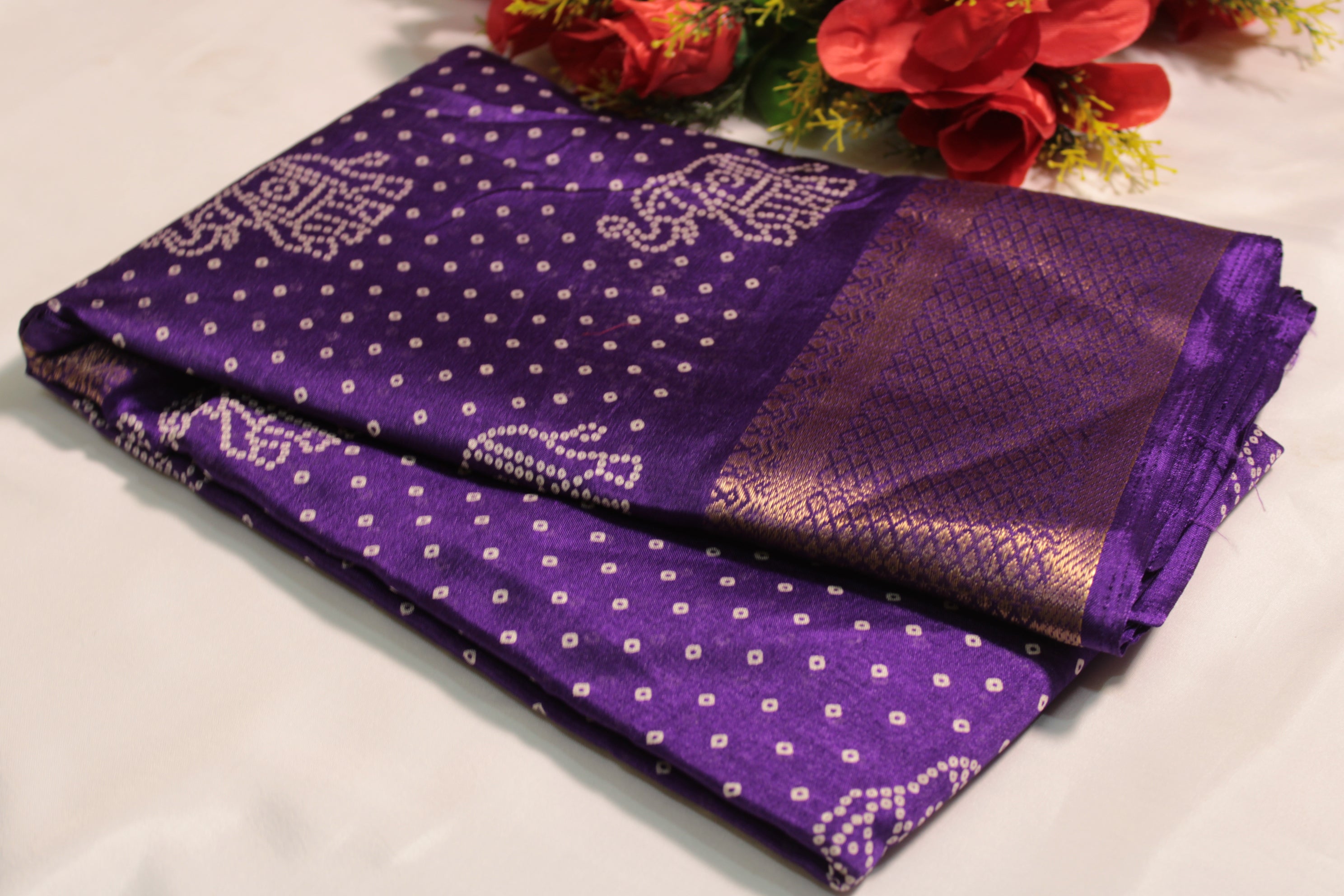 Purple semi cotton saree